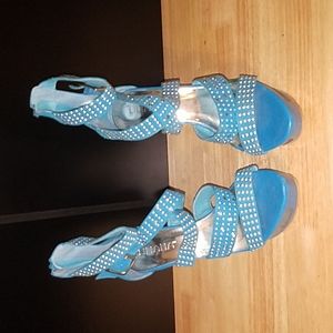 Blue stiletto wedge heels